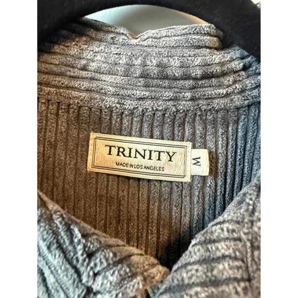 Men's Gray Corduroy Button-Up Shirt Size M - Picture 3 of 4